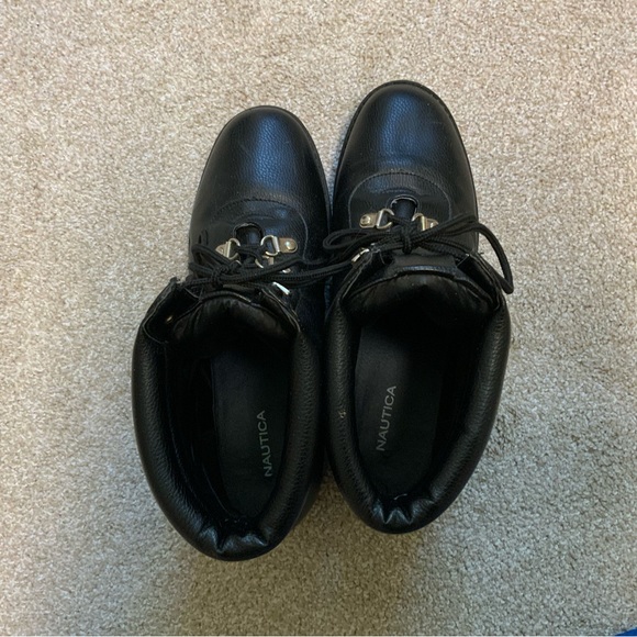 Black Nautica Lace Up Fall Ankle Combat Boots - Picture 3 of 4